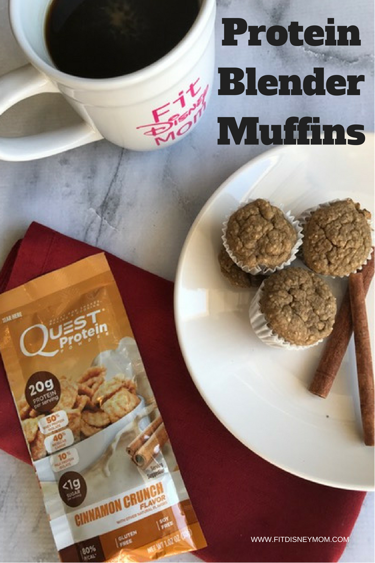 The easiest cinnamon crunch protein muffins! Gluten free, this recipe takes less than 30 minutes to make and packs tons of protein to start your day. #BlenderMuffins #Breakfast