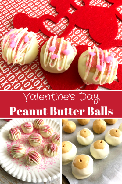 These white chocolate peanut butter balls are the perfect valentines day treat! They are topped with pink candy hearts. #ValentinesDay #Valentines #Dessert #PeanutButterBalls #PeanutButterBuckeyes These white chocolate peanut butter balls are the perfect valentines day treat! They are topped with pink candy hearts. #ValentinesDay #Valentines #Dessert #PeanutButterBalls #PeanutButterBuckeyes