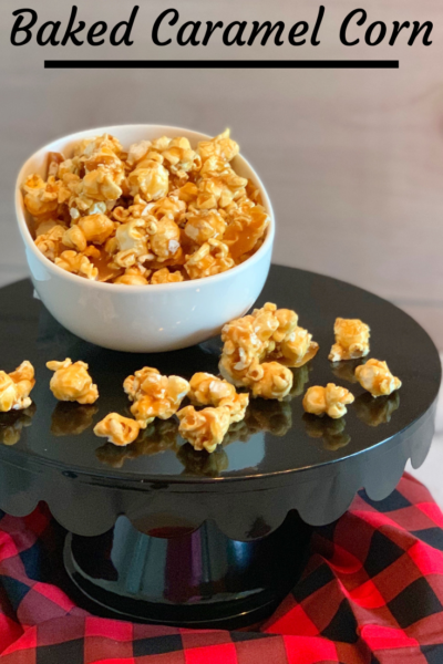 Baked Caramel Corn: So much easier than you think and much better tasting than store bought! This recipe is caramel corn without corn syrup - perfect as a DIY Holiday Gift Idea for snacking! #CaramelCorn #BakedCaramelCorn #HolidayGift #DIYHolidayGift #BakedHolidayGift #SnackRecipe