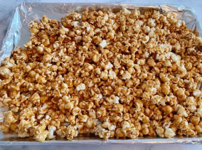 Baked Caramel Corn, Easy Baked Caramel Corn, Caramel Corn Without Corn Syrup, Homemade Caramel Corn Recipe