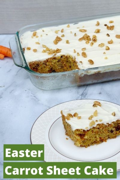 Serve many guests with this delicious carrot sheet cake recipe! It's the perfect easy Easter dessert recipe and only requires one bowl. Just mix and bake! #CarrotCake #EasyCarrotCake #CarrotSheetCake #EasterDessertRecipes #EasyEasterDessertRecipes #EasterIdeas #CarrotCakeRecipes Serve many guests with this delicious carrot sheet cake recipe! It's the perfect easy Easter dessert recipe and only requires one bowl. Just mix and bake! #CarrotCake #EasyCarrotCake #CarrotSheetCake #EasterDessertRecipes #EasyEasterDessertRecipes #EasterIdeas #CarrotCakeRecipes