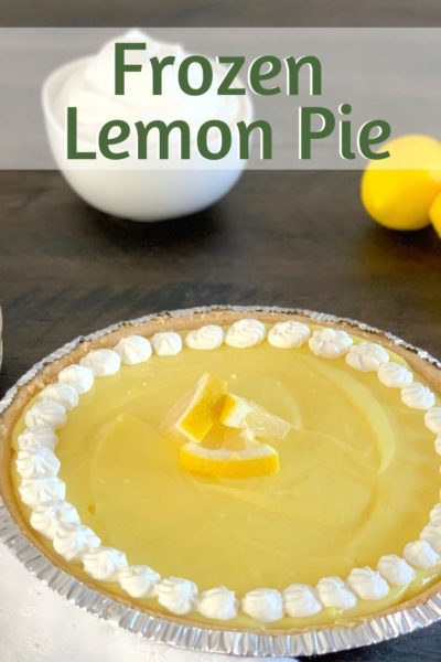 This Frozen Lemon Pie is a classic spring dessert recipe. However, it's super easy and only requires 4 ingredients to make. #Easter #EasterDessert #SpringDessert #SummerDessert #NoBakePie #PieRecipe