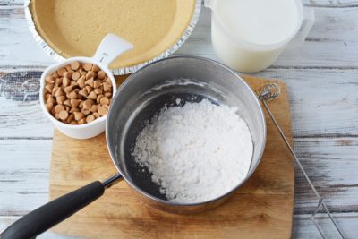 Pudding and milk together in saucepan 