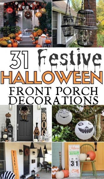 The BEST Halloween front porch decorating ideas in one spot! From DIY to easy buys, you'll find everything you need for a festive Halloween look. #Halloween #HalloweenFrontPorch #HallowenDecor