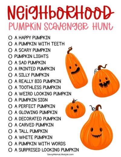 neighborhood fall scavenger hunt printable